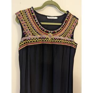 Embroided Solitaire Women's Black Dress - Medium